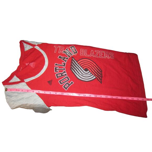 NBA Portland Trail Blazers Long Sleeve Tee Adidas Red Gray M - Picture 10 of 11